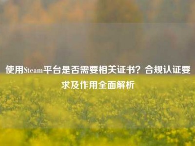 使用Steam平台是否需要相关证书？合规认证要求及作用全面解析