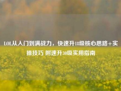 LOL从入门到满战力，快速升18级核心思路+实操技巧 附速升30级实用指南