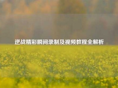 逆战精彩瞬间录制及视频教程全解析