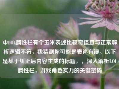 中LOL属性栏有个玉米表述比较奇怪且与正常解析逻辑不符，我猜测你可能是表述有误。以下是基于纠正后内容生成的标题，，深入解析LOL属性栏，游戏角色实力的关键密码