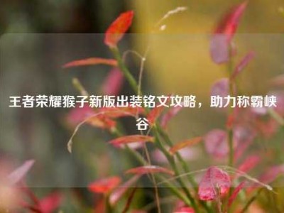 王者荣耀猴子新版出装铭文攻略，助力称霸峡谷