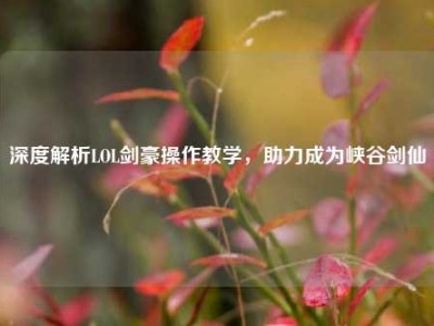 深度解析LOL剑豪操作教学，助力成为峡谷剑仙