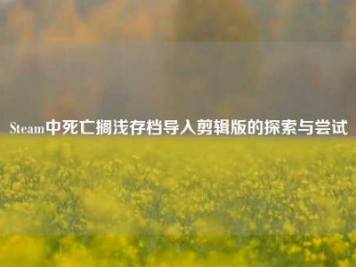 Steam中死亡搁浅存档导入剪辑版的探索与尝试