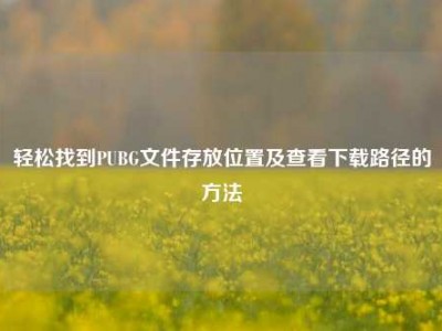 轻松找到PUBG文件存放位置及查看下载路径的方法