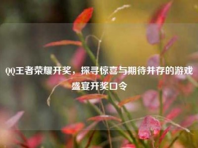 QQ王者荣耀开奖，探寻惊喜与期待并存的游戏盛宴开奖口令