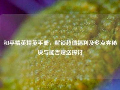 和平精英精英手册，解锁超值福利及多点券秘诀与能否赠送探讨