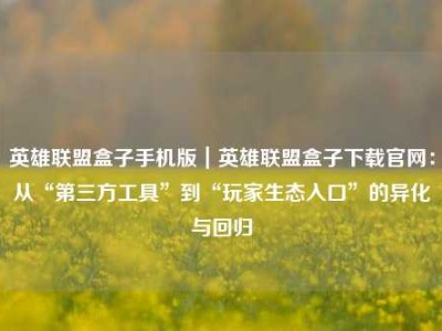英雄联盟盒子手机版｜英雄联盟盒子下载官网：从“第三方工具”到“玩家生态入口”的异化与回归