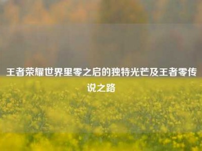 王者荣耀世界里零之启的独特光芒及王者零传说之路