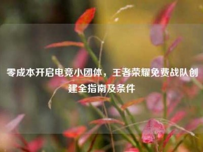 零成本开启电竞小团体，王者荣耀免费战队创建全指南及条件