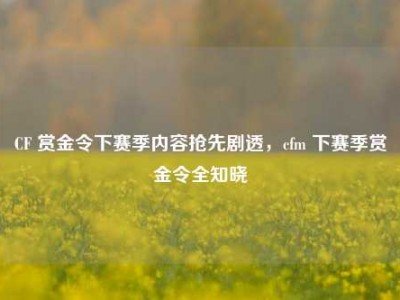 CF 赏金令下赛季内容抢先剧透，cfm 下赛季赏金令全知晓