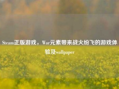 Steam正版游戏，War元素带来战火纷飞的游戏体验及wallpaper