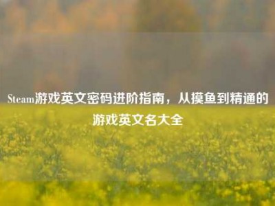 Steam游戏英文密码进阶指南，从摸鱼到精通的游戏英文名大全