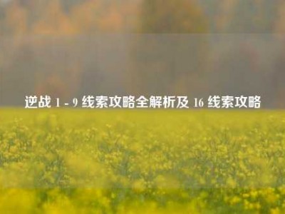 逆战 1 - 9 线索攻略全解析及 16 线索攻略