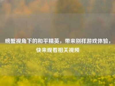 螃蟹视角下的和平精英，带来别样游戏体验，快来观看相关视频