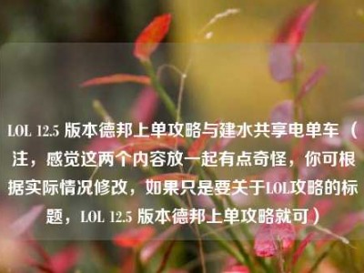 LOL 12.5 版本德邦上单攻略与建水共享电单车 （注，感觉这两个内容放一起有点奇怪，你可根据实际情况修改，如果只是要关于LOL攻略的标题，LOL 12.5 版本德邦上单攻略就可）