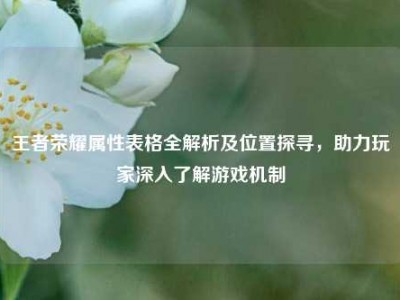 王者荣耀属性表格全解析及位置探寻，助力玩家深入了解游戏机制