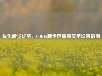 优化听觉优势，COD16脚步声增强实用设置指南