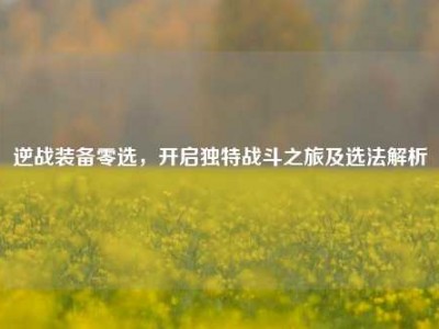 逆战装备零选，开启独特战斗之旅及选法解析