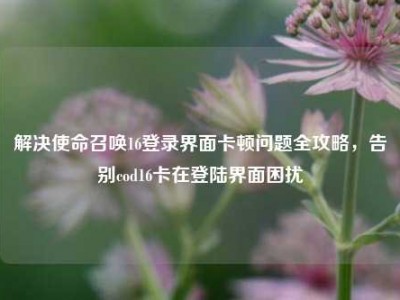 解决使命召唤16登录界面卡顿问题全攻略，告别cod16卡在登陆界面困扰