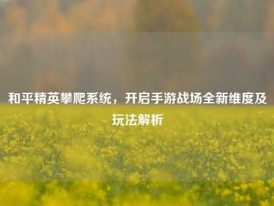 和平精英攀爬系统，开启手游战场全新维度及玩法解析