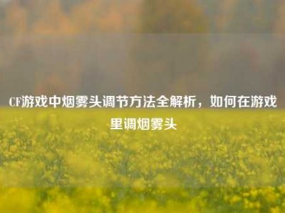 CF游戏中烟雾头调节方法全解析，如何在游戏里调烟雾头