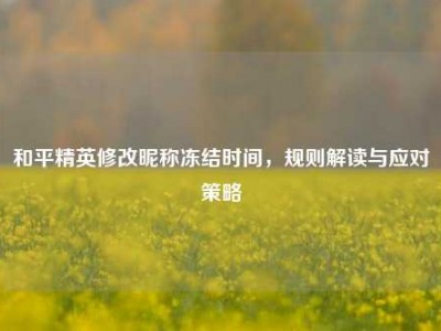 和平精英修改昵称冻结时间，规则解读与应对策略
