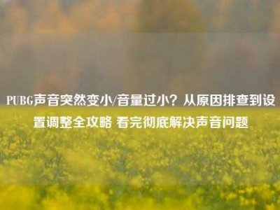 PUBG声音突然变小/音量过小？从原因排查到设置调整全攻略 看完彻底解决声音问题