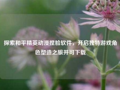 探索和平精英动漫捏脸软件，开启独特游戏角色塑造之旅并可下载