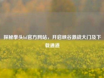 探秘拳头lol官方网站，开启峡谷激战大门及下载通道