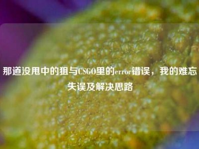 那道没甩中的狙与CSGO里的error错误，我的难忘失误及解决思路