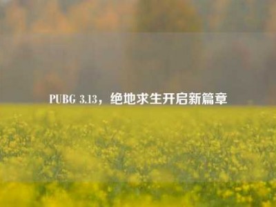 PUBG 3.13，绝地求生开启新篇章