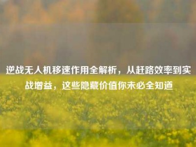 逆战无人机移速作用全解析，从赶路效率到实战增益，这些隐藏价值你未必全知道