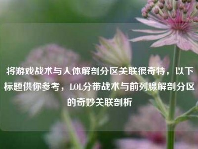 将游戏战术与人体解剖分区关联很奇特，以下标题供你参考，LOL分带战术与前列腺解剖分区的奇妙关联剖析