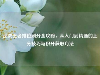 逆战王者排位刷分全攻略，从入门到精通的上分技巧与积分获取方法