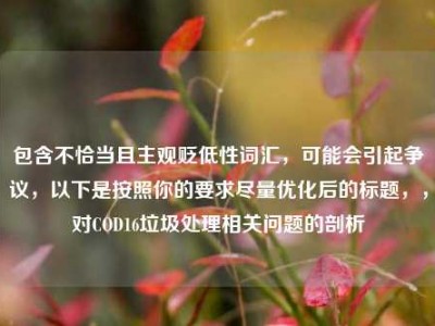 包含不恰当且主观贬低性词汇，可能会引起争议，以下是按照你的要求尽量优化后的标题，，对COD16垃圾处理相关问题的剖析