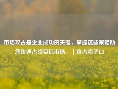 市场攻占是企业成功的关键，掌握这些策略助您快速占领目标市场。｜攻占腊子口