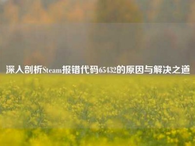 深入剖析Steam报错代码65432的原因与解决之道