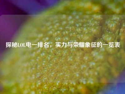 探秘LOL电一排名，实力与荣耀象征的一览表