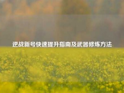 逆战新号快速提升指南及武器修炼方法