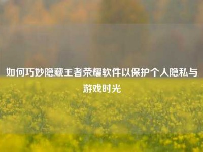 如何巧妙隐藏王者荣耀软件以保护个人隐私与游戏时光