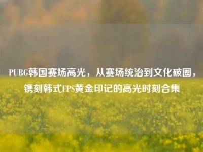 PUBG韩国赛场高光，从赛场统治到文化破圈，镌刻韩式FPS黄金印记的高光时刻合集