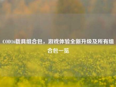 COD16载具组合包，游戏体验全新升级及所有组合包一览