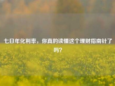 七日年化利率，你真的读懂这个理财指南针了吗？