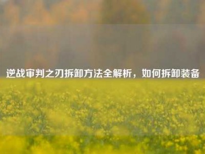 逆战审判之刃拆卸方法全解析，如何拆卸装备