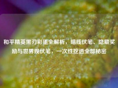 和平精英黑刃彩蛋全解析，暗线伏笔、隐藏奖励与世界观伏笔，一次性挖透全部秘密