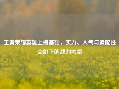 王者荣耀英雄上榜基础，实力、人气与适配性交织下的战力考量