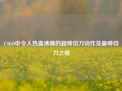 CSGO中令人热血沸腾的超帅切刀动作及最帅切刀之枪