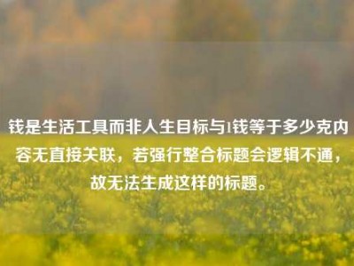 钱是生活工具而非人生目标与1钱等于多少克内容无直接关联，若强行整合标题会逻辑不通，故无法生成这样的标题。
