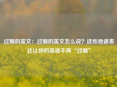 过期的英文：过期的英文怎么说？这些地道表达让你的英语不再“过期”