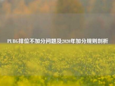 PUBG排位不加分问题及2020年加分规则剖析